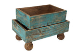 Temple Garden Planter Set of 2-Farmhouse Trays-Turquoise - PICK UP ONLY AT WILD ROSE