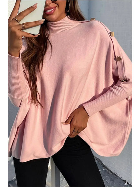 Pink mock turtleneck sweater
