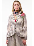 Stripe Button Up Blazer by Aratta