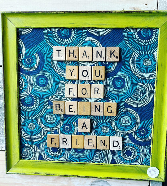 Scrabble Art "Thank you for being a friend"