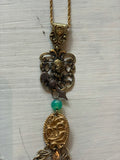 Necklace- “Queen of arrows” Timepiece arrow hands Victorian crest, Dangles $30