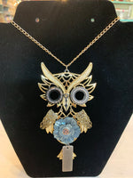 Necklace- “Owl Lovely”  Mother of pearl floral with mixed metal