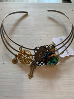 Cuff necklace- “Junky collar” Mixed metal piecesw/ Small dangles